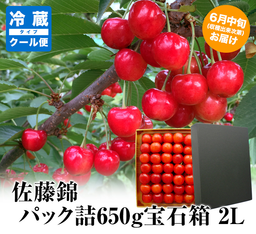 【父の日用】【クール対応】佐藤錦パック詰650グラム宝石箱